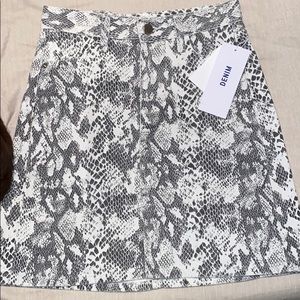 Snakeskin denim skirt